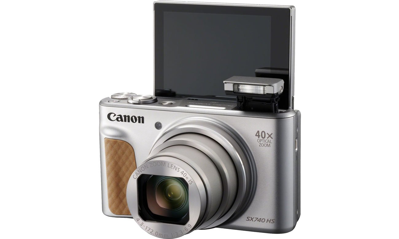Canon PowerShot SX740 Odchylany ekran, lampa błyskowa