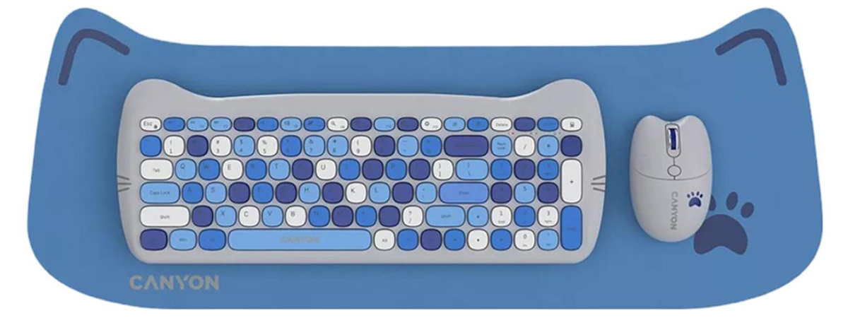 Zestaw klawiatura i mysz HSET-W6 Blue z podkładką
