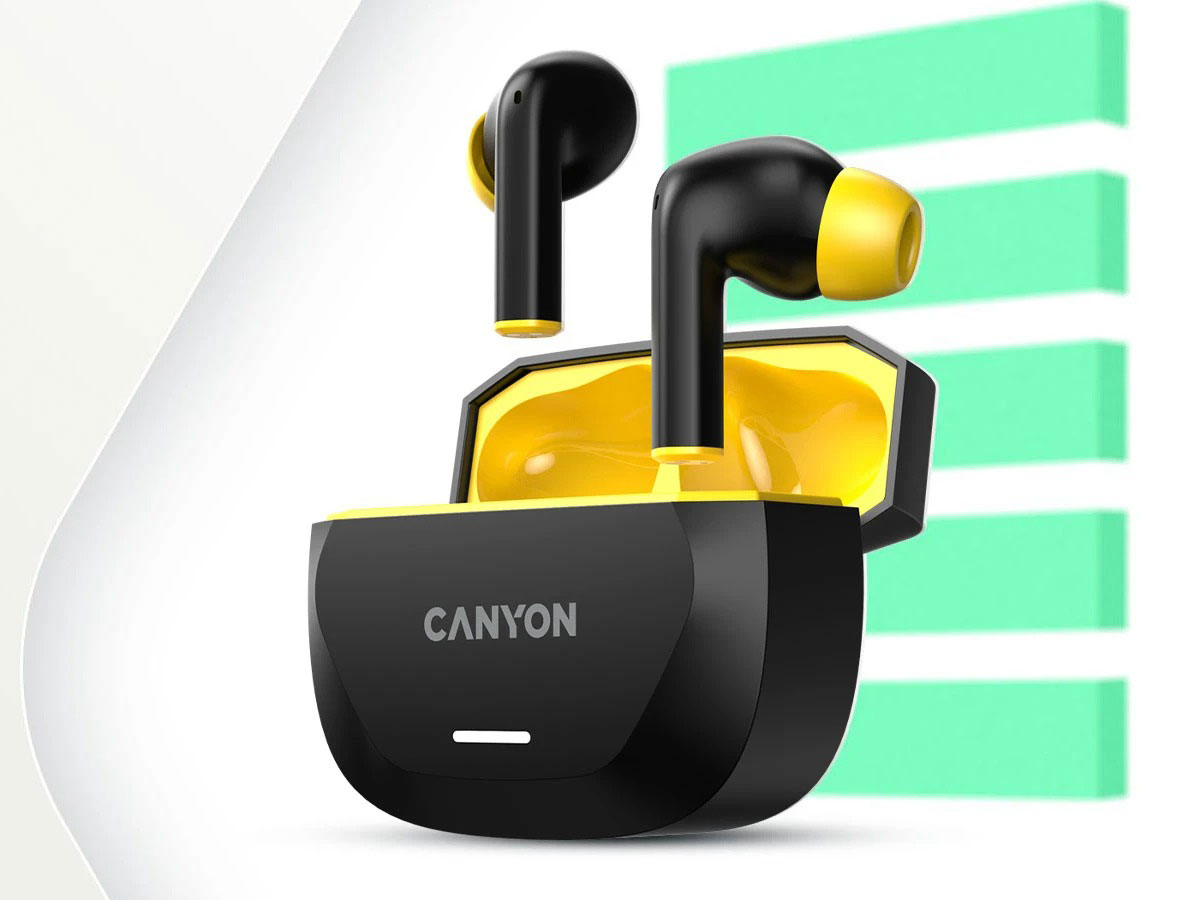 Słuchawki bezprzewodowe CANYON HEXAGON 7 Czarno-żółte - Grafika lifestyle