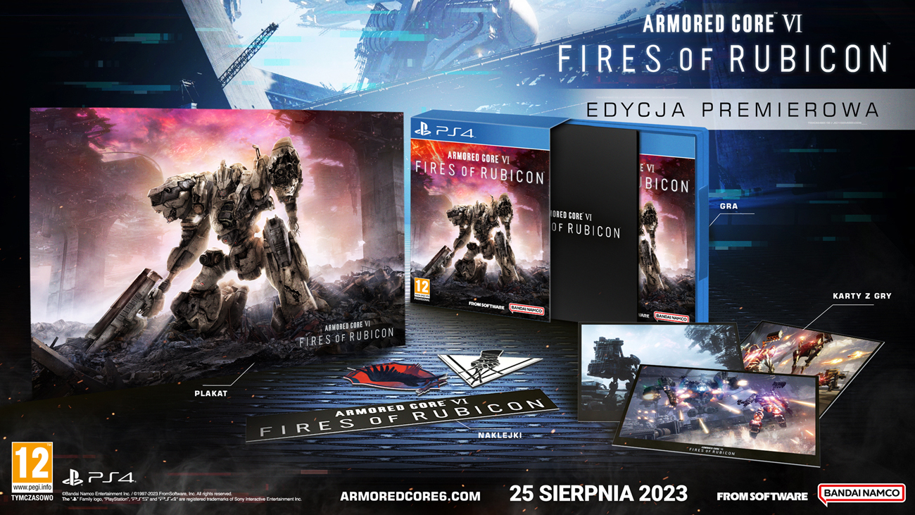 Zawartość Edycji Premierowej gry Armored Core VI Fires Of Rubicon na PlayStation 4