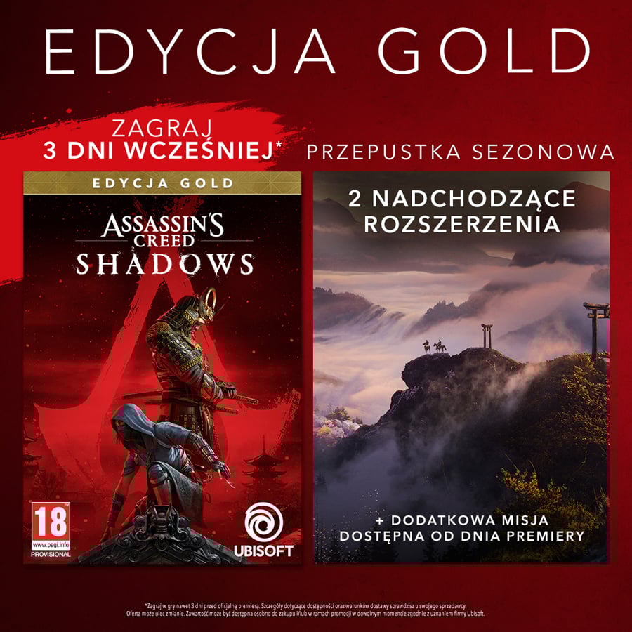 Grafika z zawartością Edycji Gold gry Assassin's Creed Shadows
