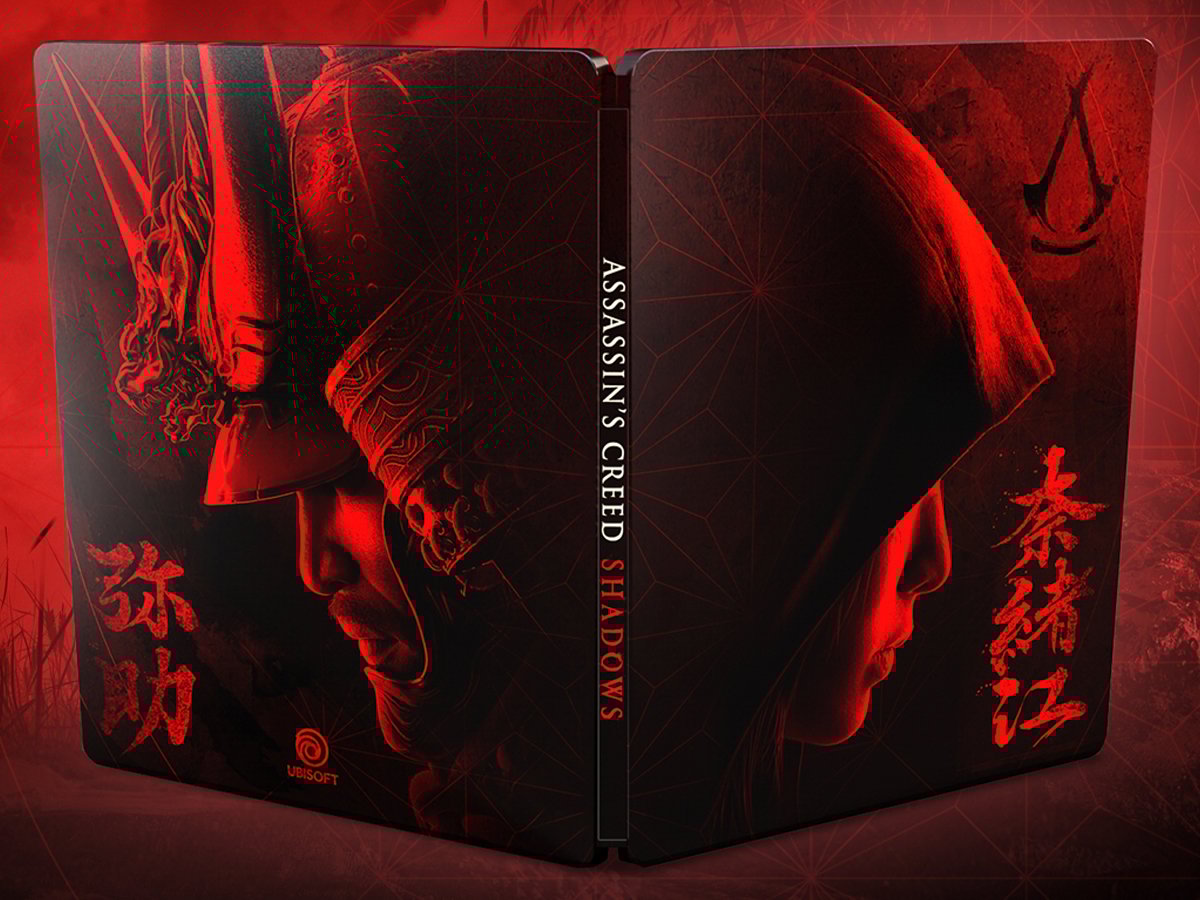 Grafika przedstawiająca Steelbook dołączany do zamówień przedpremierowych Edycji Standardowej gry Assassin's Creed Shadows