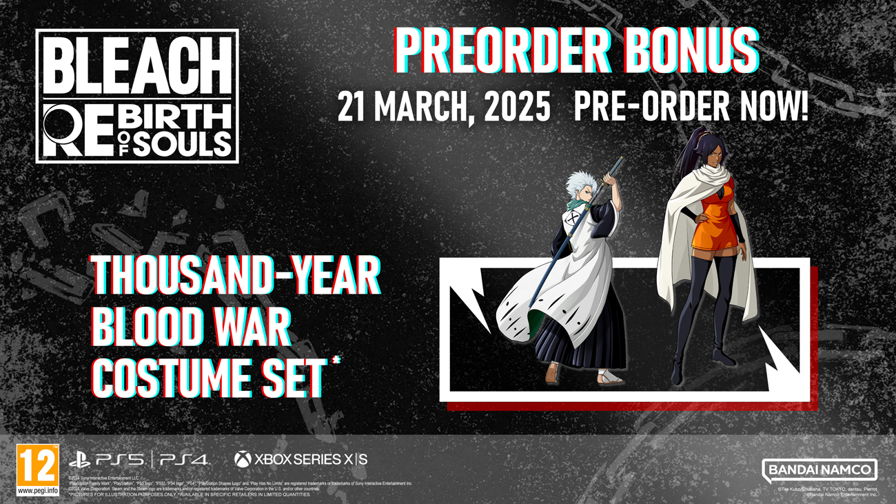 Grafika prezentująca dodatki przedsprzedażowe do gry BLEACH Rebirth of Souls
