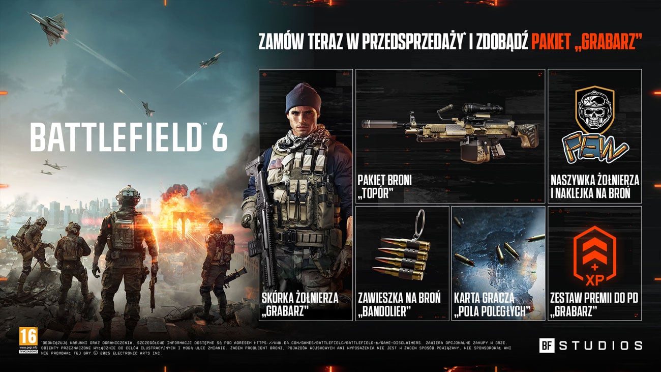 Dodatki do zamówień przedpremierowych gry Battlefield 6