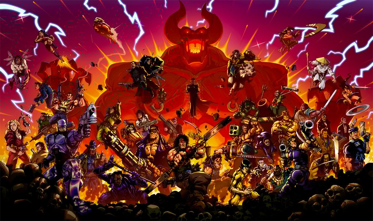 Grafika key art z gry Broforce