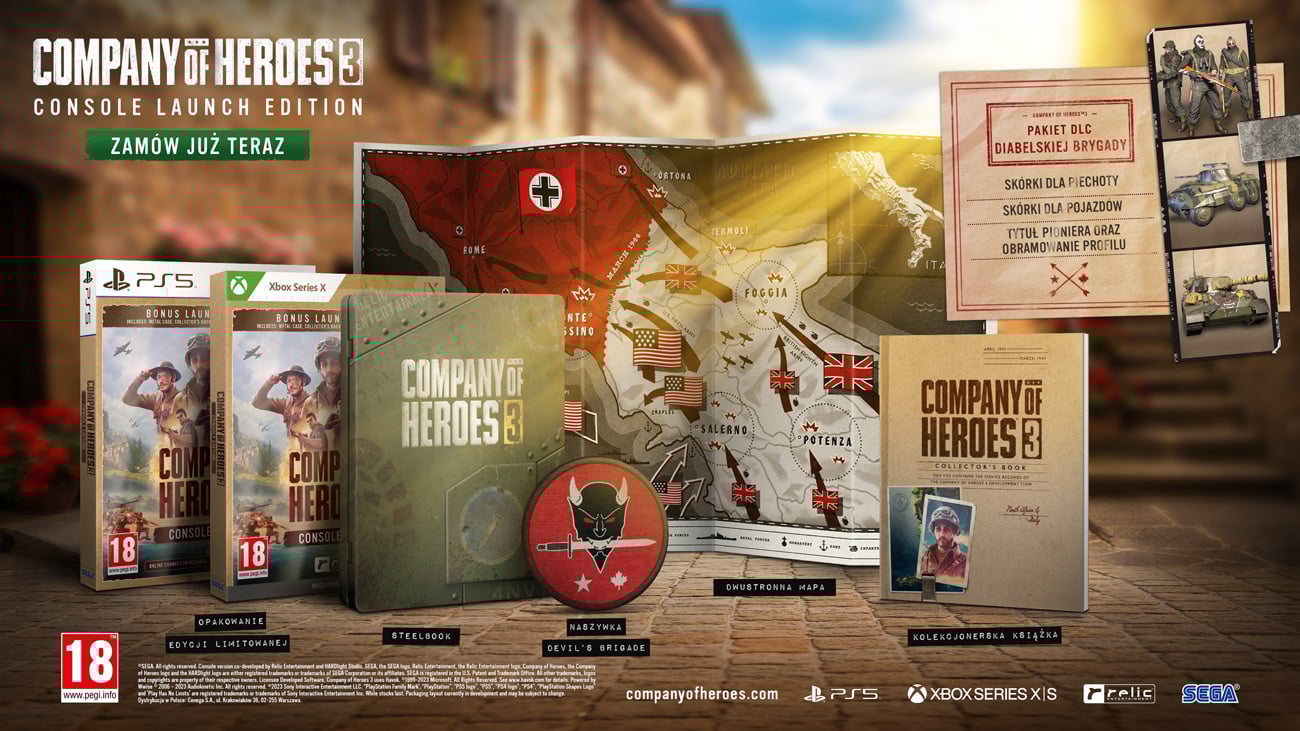 Grafika prezentująca zawartość Edycji Konsolowej gry Company of Heroes 3
