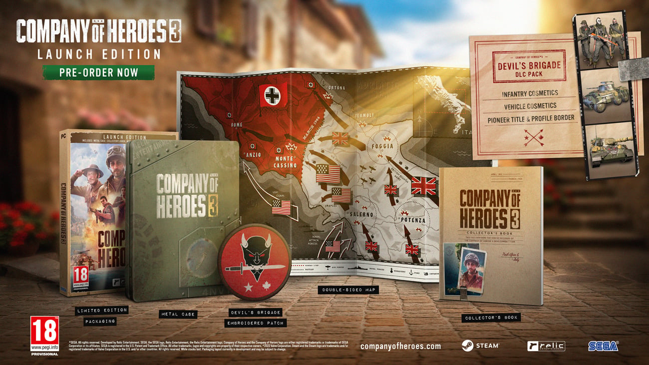 Grafika prezentująca zawartość Edycji Premierowej gry Company of Heroes 3