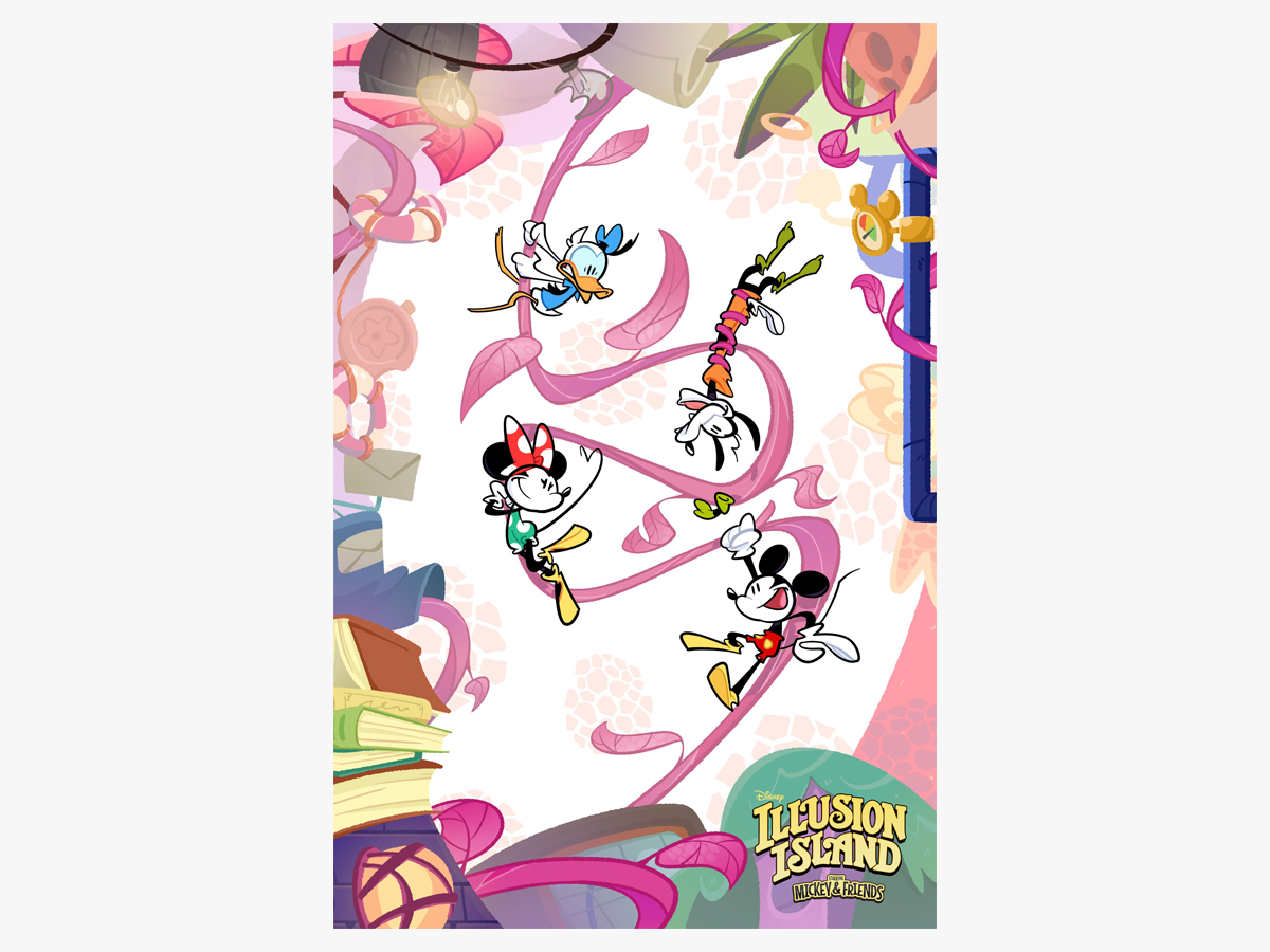 Plakat w wydaniu pudełkowym gry Disney Illusion Island Starring Mickey & Friends