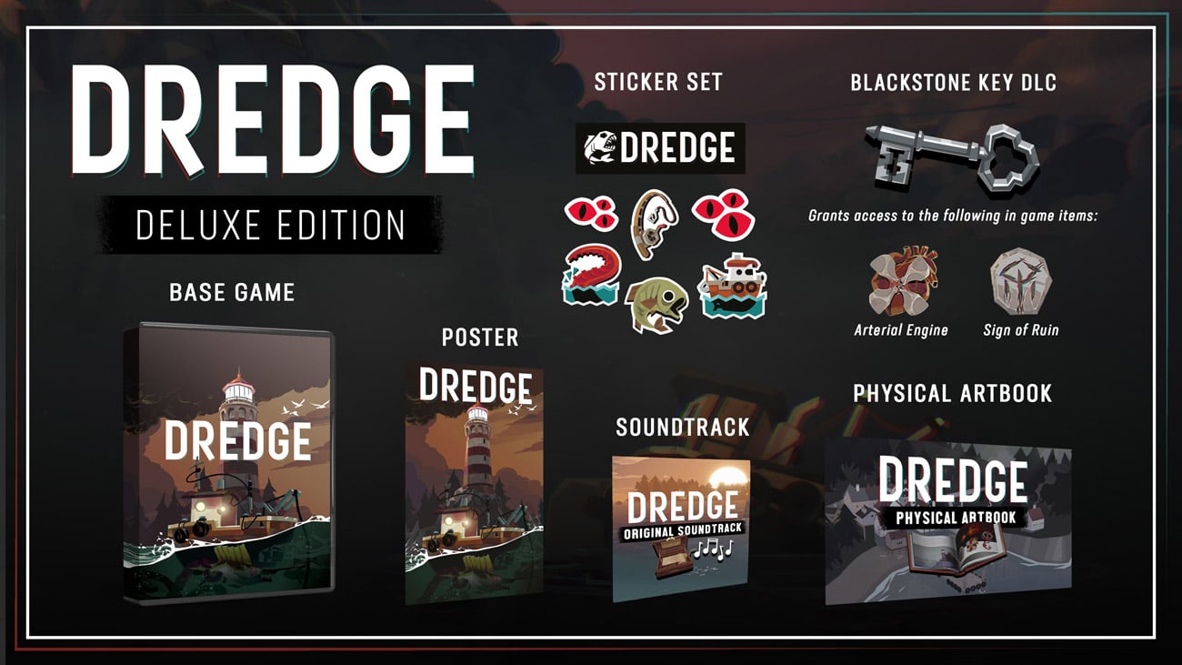 Grafika prezentująca zawartość Edycji Deluxe gry Dredge