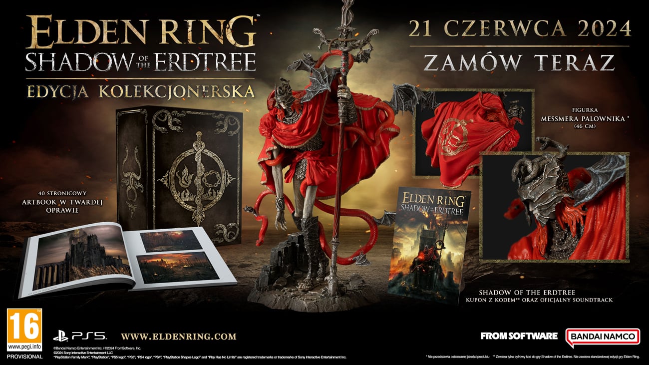 Zawartość Edycji Kolekcjonerskiej gry Elden Ring Shadow of The Erdtree na PS5