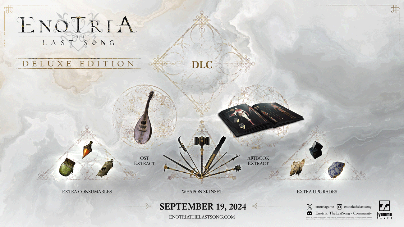 Zawartość Edycji Deluxe gry Enotria: The Last Song