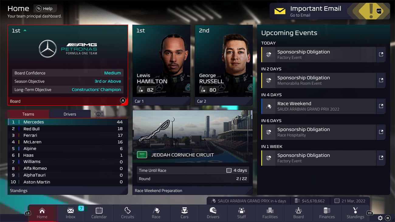 Zrzut ekranu z gry F1 Manager 2022
