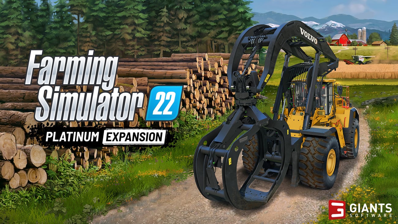 Grafika keyart z rozszerzenia Platinum Expansion do gry Farming Simulator 22