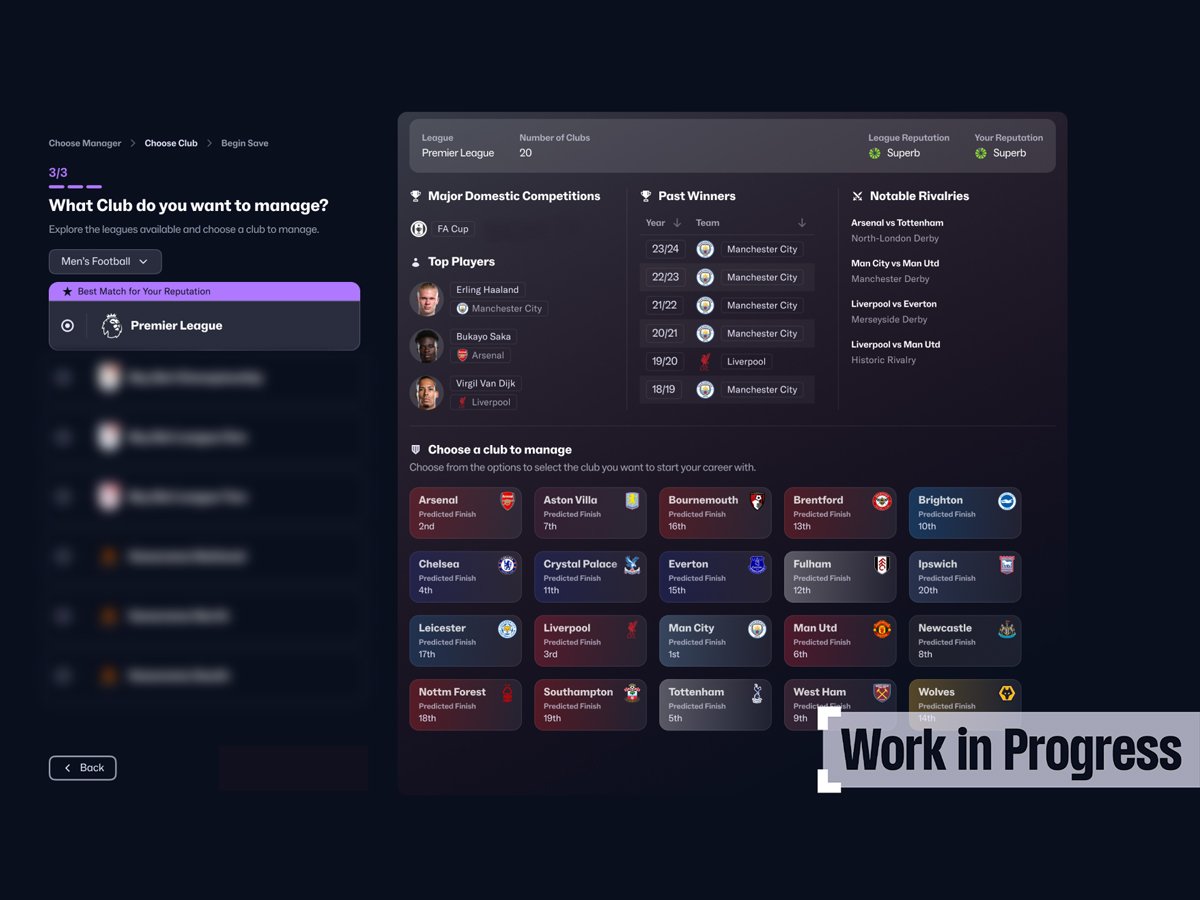 Zrzut ekranu screenshot z gry Football Manager 2025