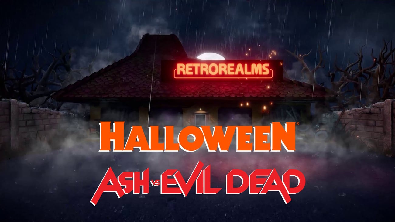 Grafika key art z Halloween and Ash vs Evil Dead RetroRealms Double Feature