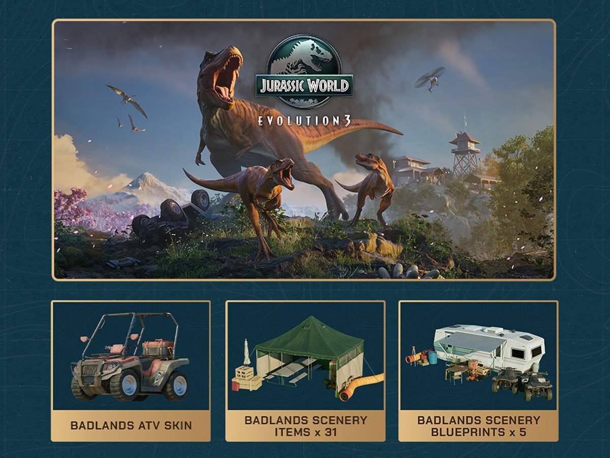 Dodatki do zamówień przedpremierowych gry Jurassic World Evolution 3