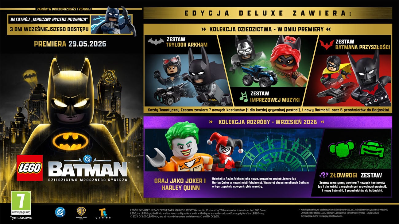 Zawartość LEGO Batman: Dziedzictwo Mrocznego Rycerza - Edycja Deluxe