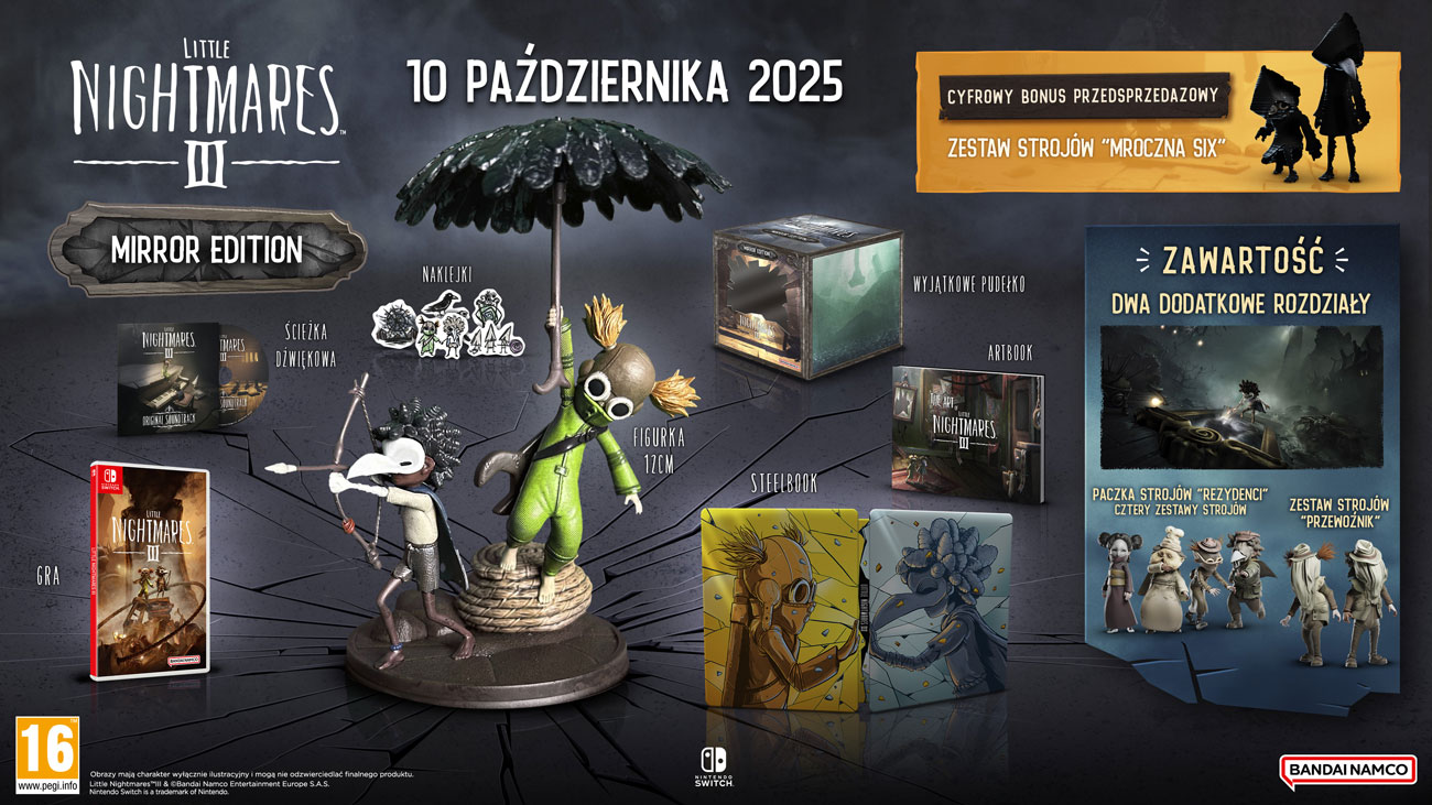 Zawartość wydania Little Nightmares III Mirror Edition na Nintendo Switch