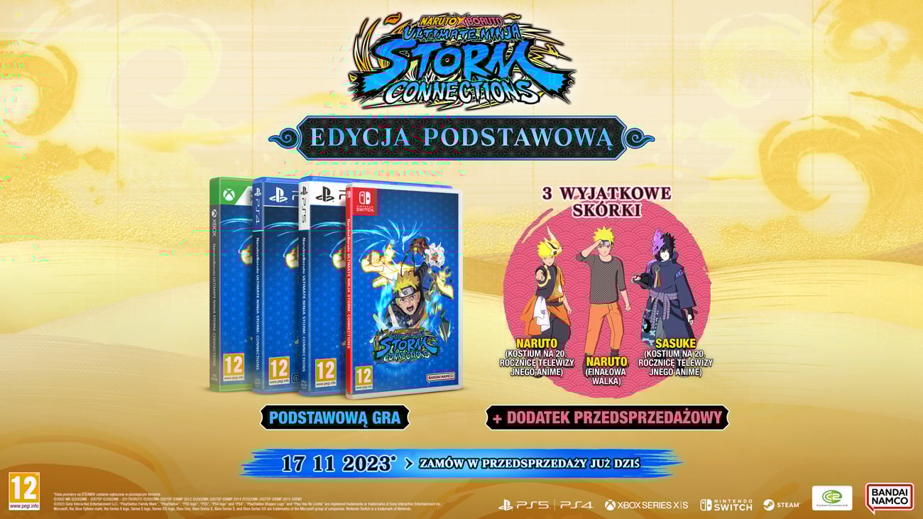 Grafika prezentująca dodatki do zamówień przedpremierowych gry NARUTO X BORUTO Ultimate Ninja STORM CONNECTIONS