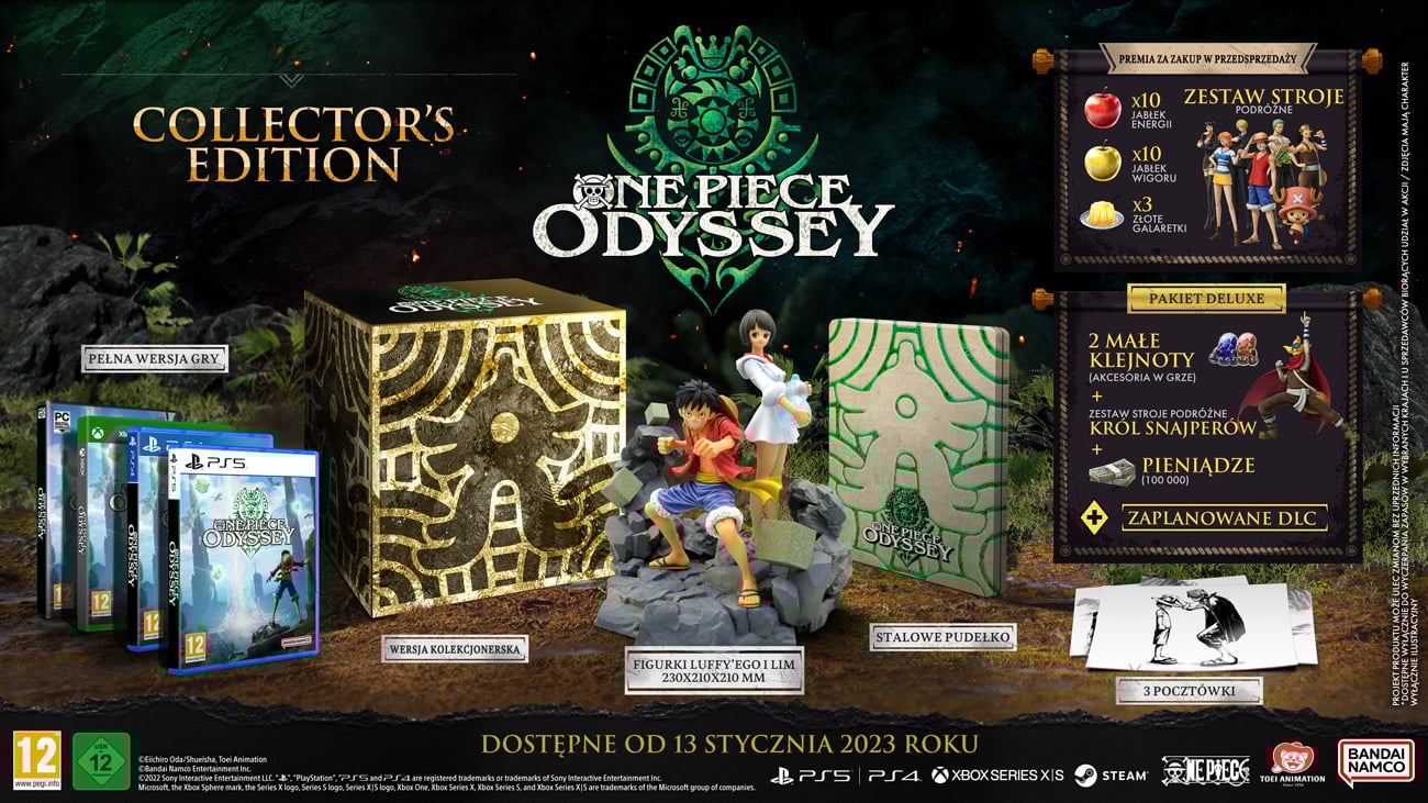 Grafika przedstawiająca zawartość Edycji Kolekcjonerskiej gry One Piece Odyssey