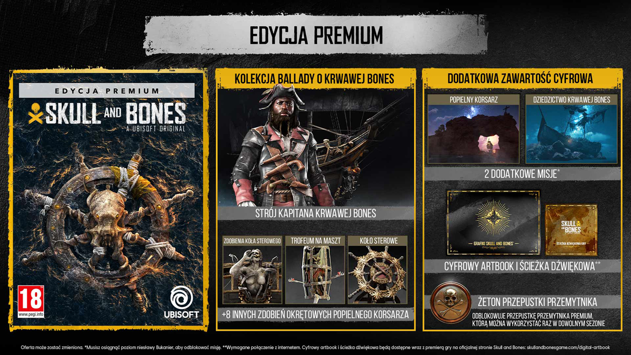 Grafika prezentująca zawartość Premium Edition gry Skull and Bones