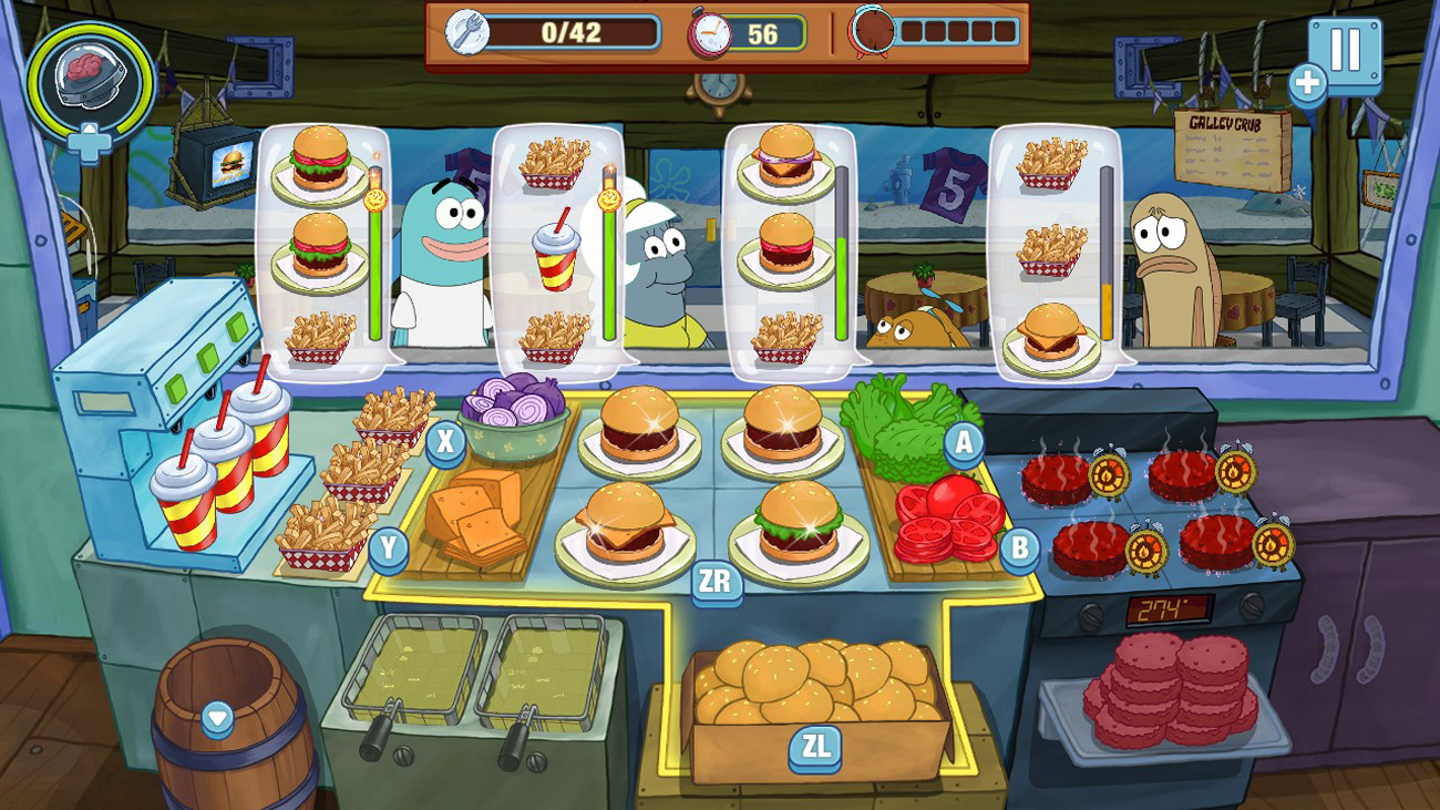 Zrzut ekranu z gry SpongeBob: Krusty Cook-Off — Extra Krusty Edition
