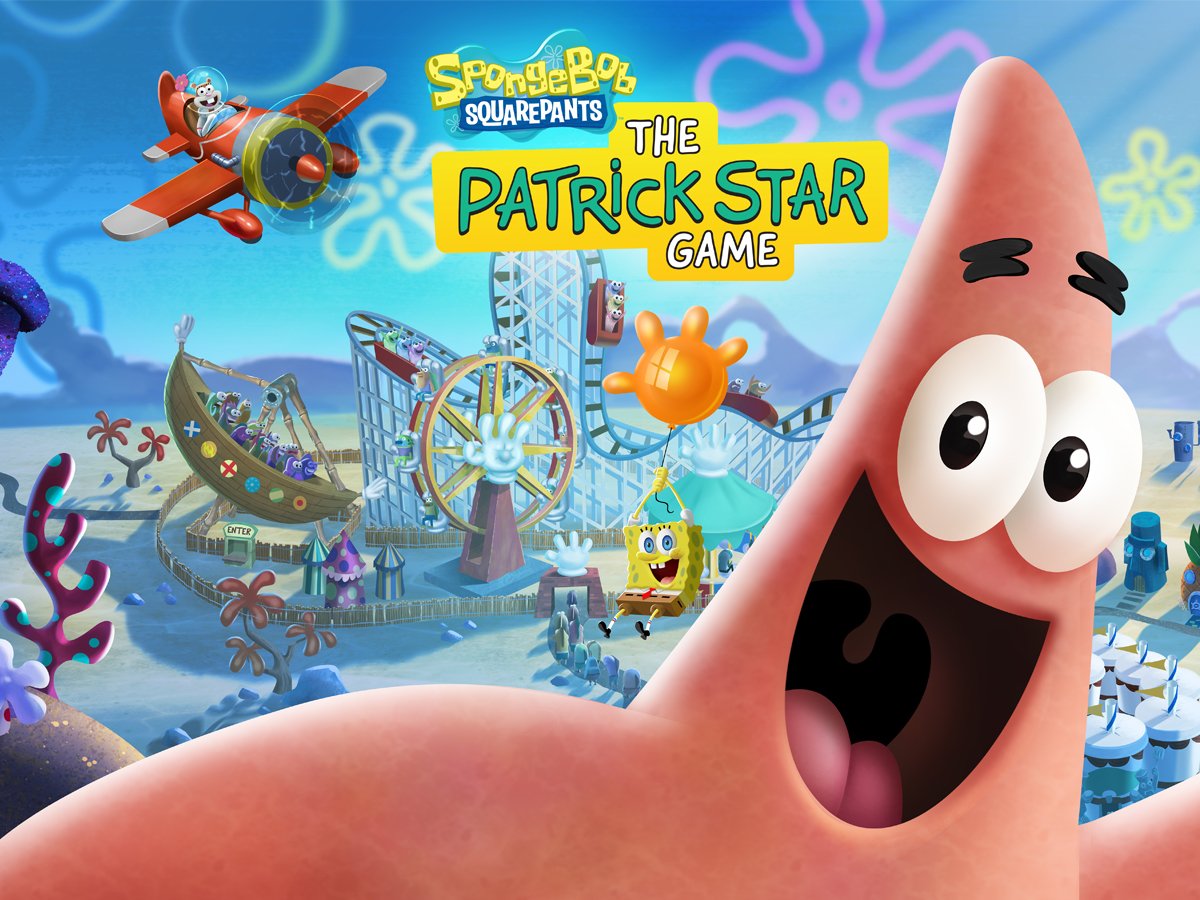 Grafika key art z gry Spongebob Kanciastoporty Gra Patryka Rozgwiazdy
