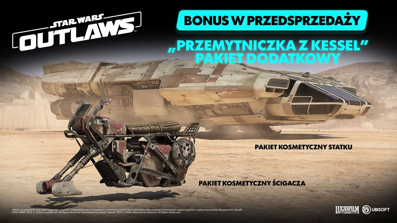 Grafika prezentująca zawartość dodatków przedpremierowych do gry Star Wars Outlaws