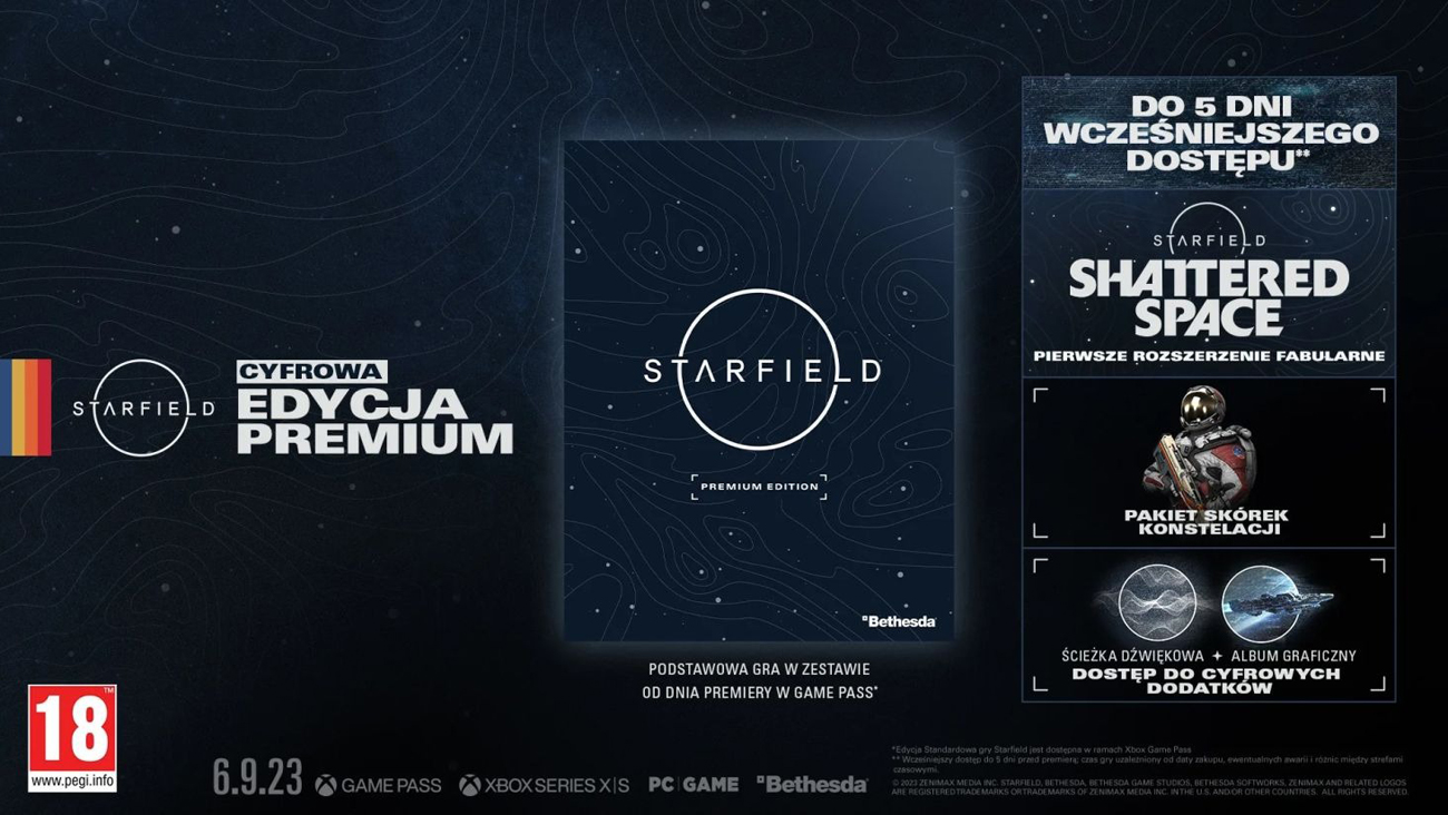Grafika prezentująca zawartość Edycji Premium gry Starfield