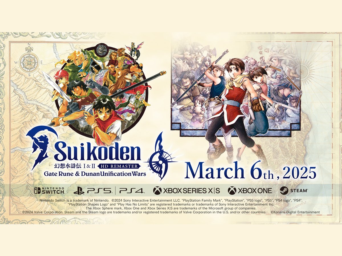 Grafika key art z Suikoden I&II HD Remaster Gate Rune and Dunan Unification Wars