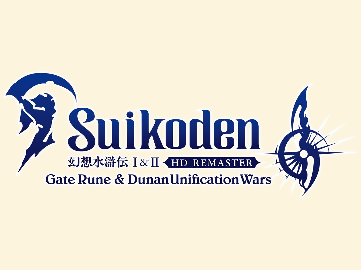 Grafika z logotypem Suikoden I&II HD Remaster Gate Rune and Dunan Unification Wars