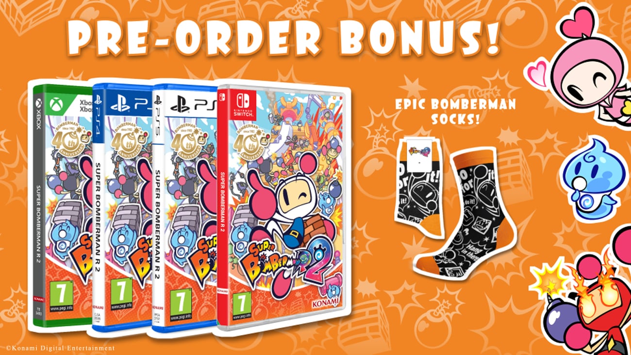 Grafika prezentująca dodatek do zamówień przedpremierowych gry Super Bomberman R 2