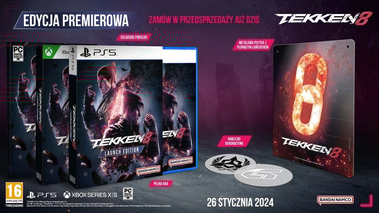 Zawartość Edycji Premierowej i dodatki do zamówień przedpremierowych gry Tekken 8