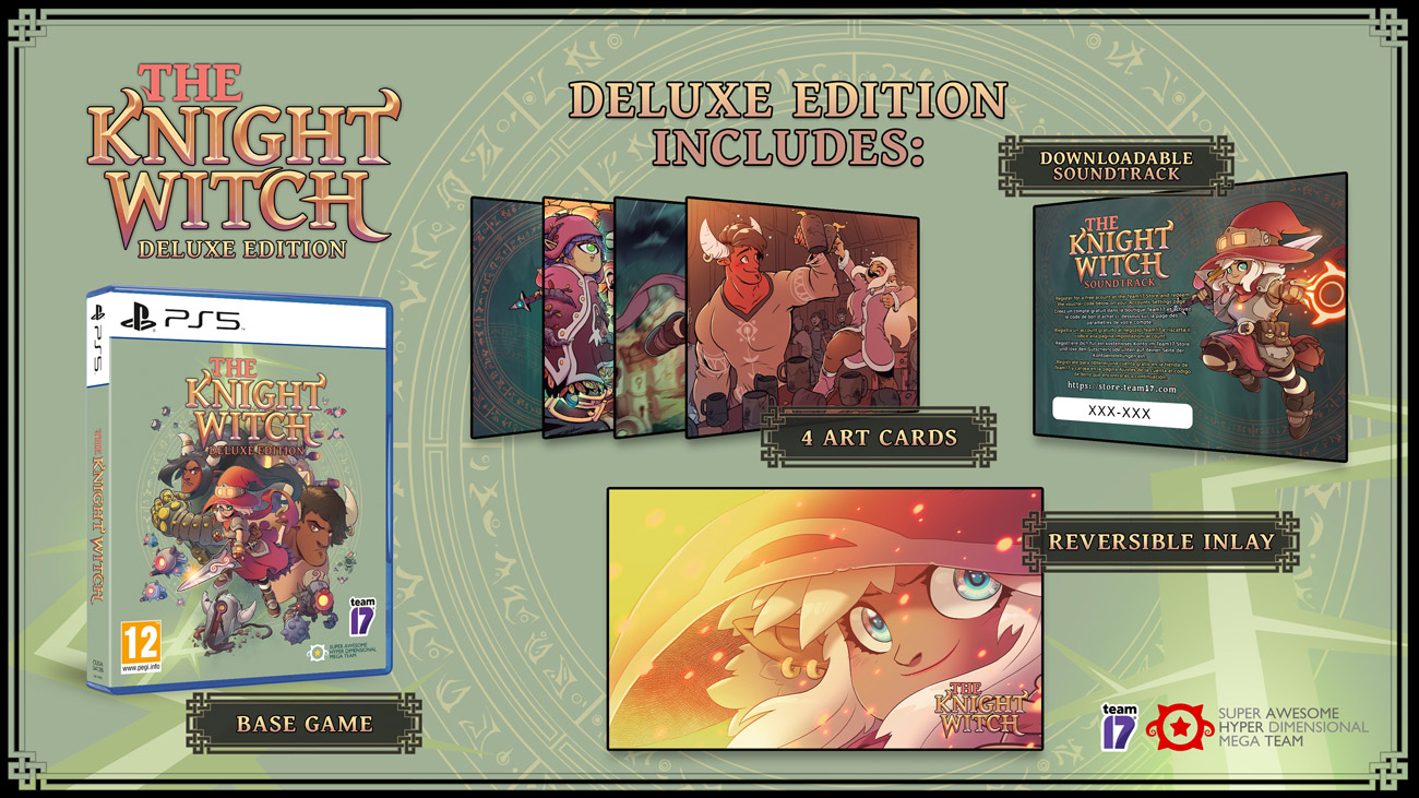Grafika prezentująca zawartość Edycji Deluxe gry The Knight Witch na PS5
