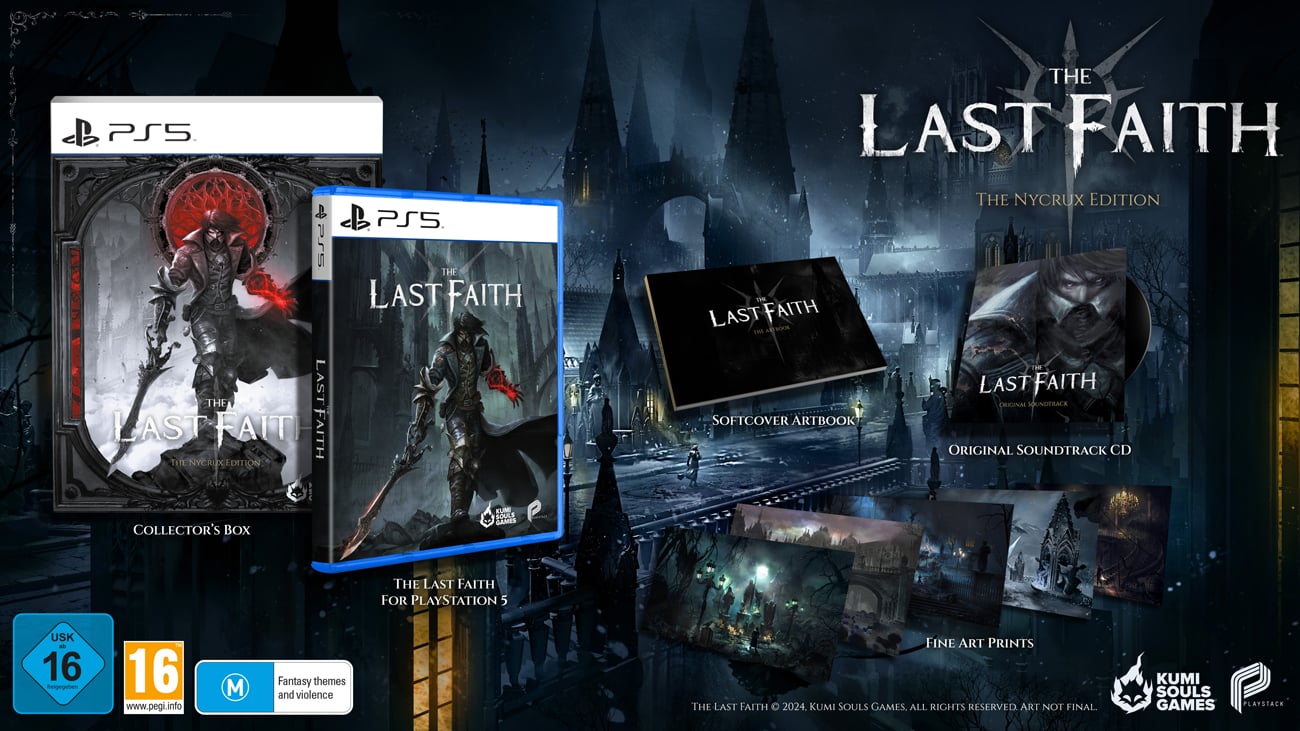 Grafika prezentująca zawartość Edycji Nycrux gry The Last Faith na PlayStation 5