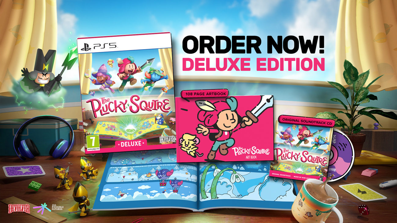 Grafika prezentująca zawartość wydania The Plucky Squire - Devolver Deluxe