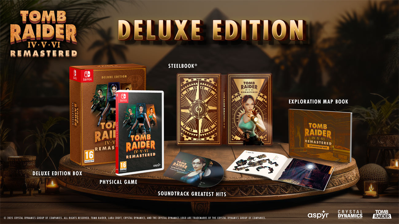 Zawartość Tomb Raider IV-VI Remastered Starring Lara Croft - Deluxe Edition na Nintendo Switch