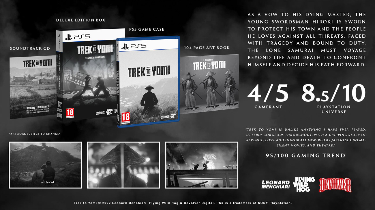 Grafika przedstawiająca zawartość Edycji Deluxe gry Trek To Yomi na PlayStation 5