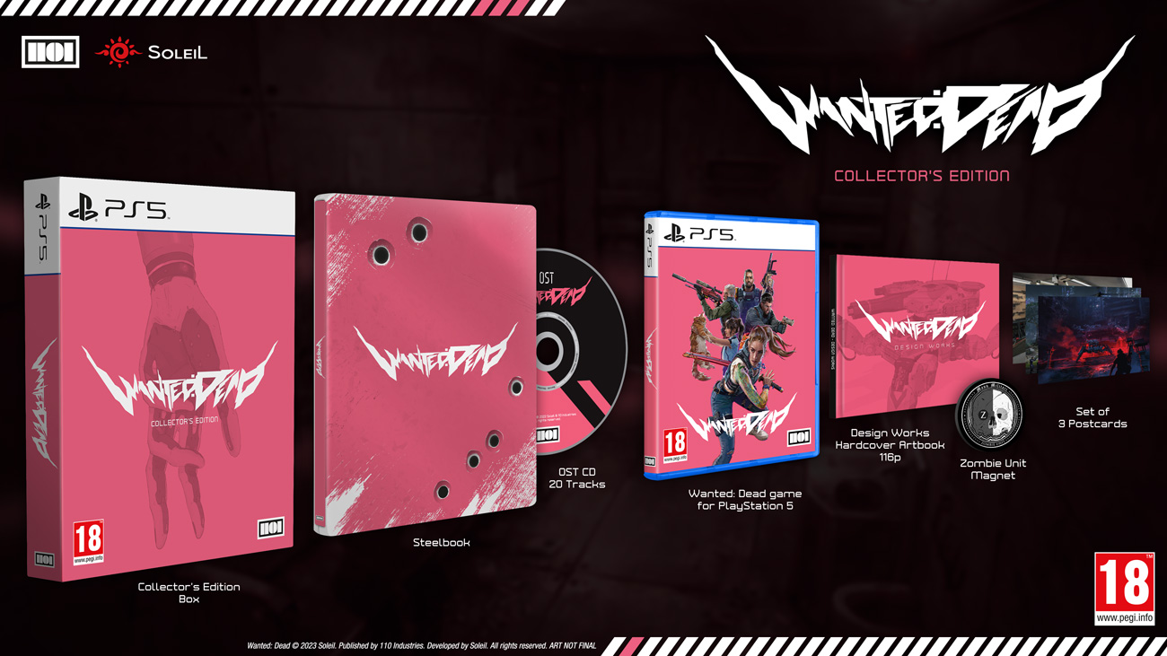 Grafika prezentująca zawartość Edycji Kolekcjonerskiej gry Wanted: Dead na PlayStation 5