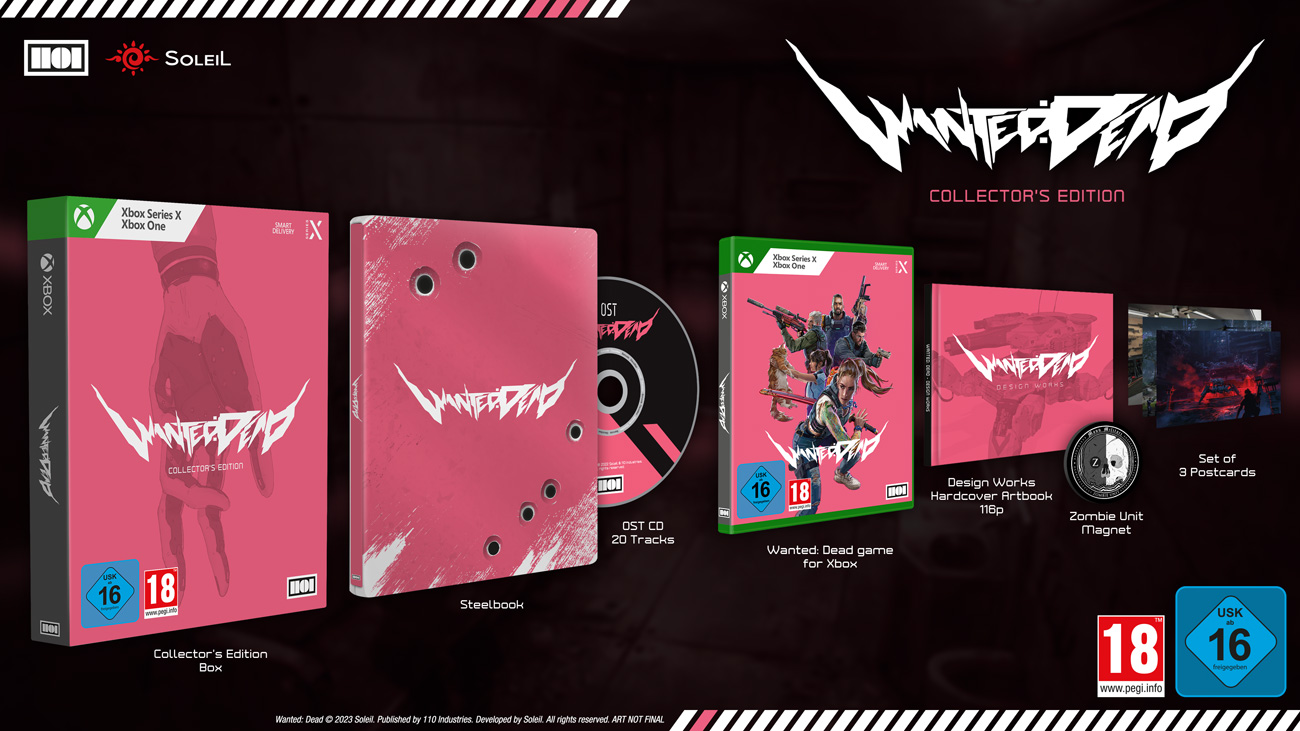 Grafika prezentująca zawartość Edycji Kolekcjonerskiej gry Wanted: Dead na Xbox Series X / Xbox One