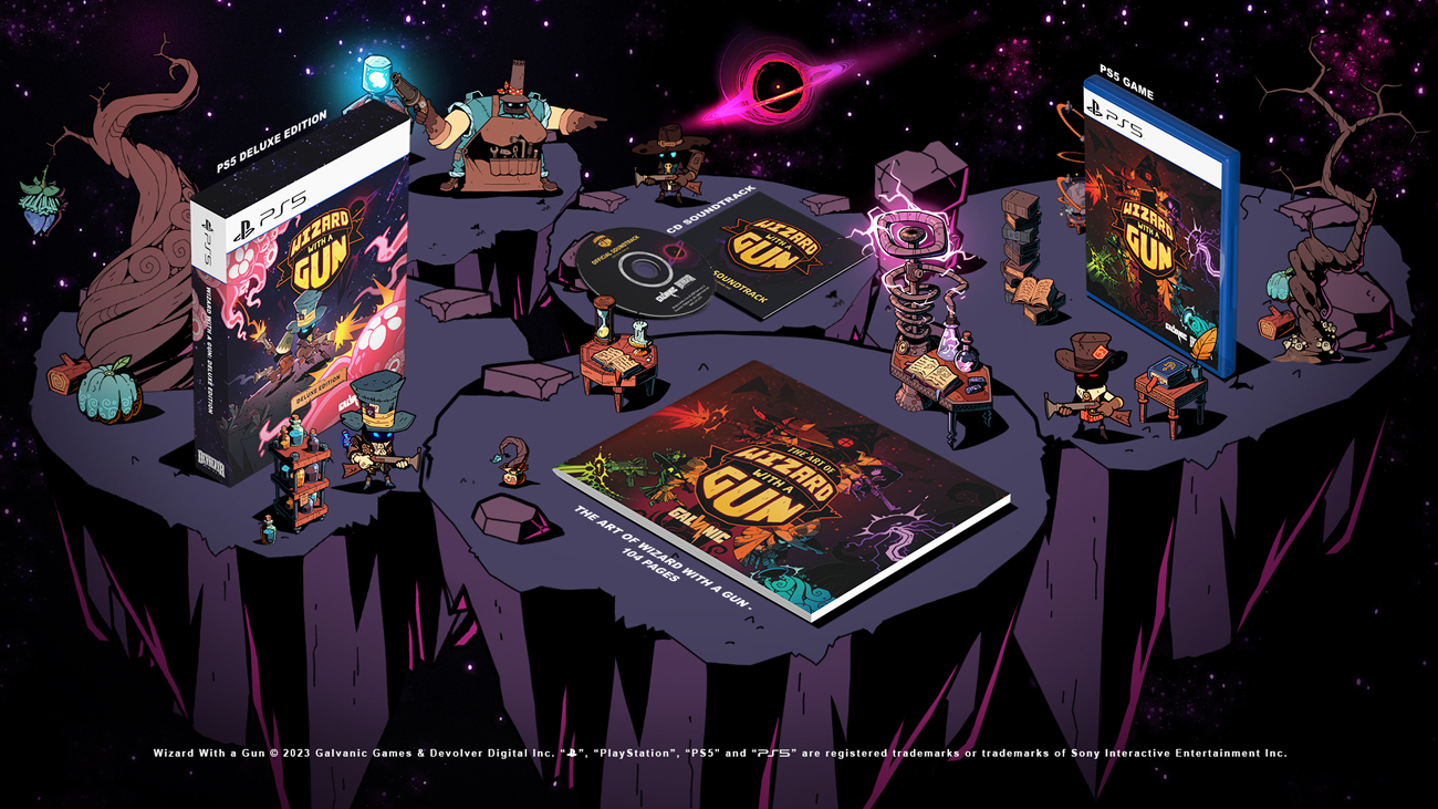 Grafika prezentująca zawartość Edycji Deluxe z gry Wizard With a Gun