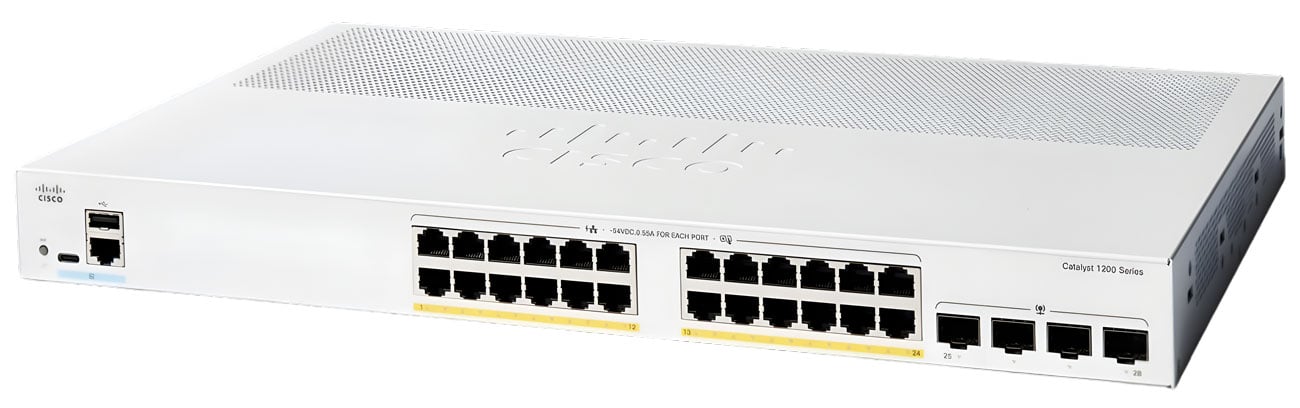 Switch Cisco Catalyst 1200 C1200-24P-4G - Widok od przodu pod kątem