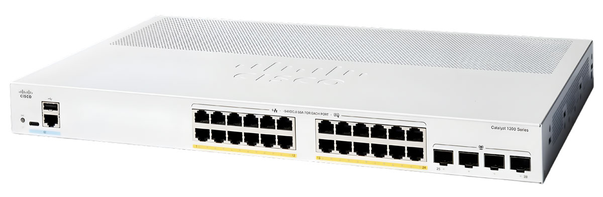 Switch Cisco Catalyst 1200 C1200-24P-4G - Widok od przodu pod kątem