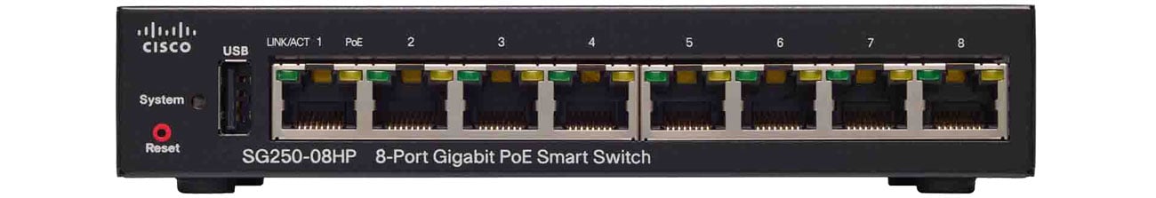 Cisco SG250-08HP-K9-EU Złącza