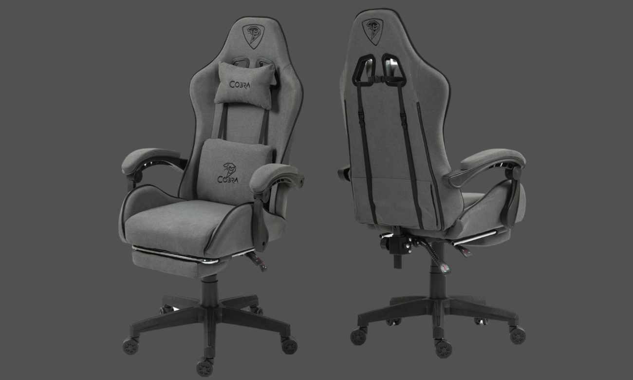 Fotel gamingowy Cobra PLAYER 5.0 Szary - Grafika z tłem