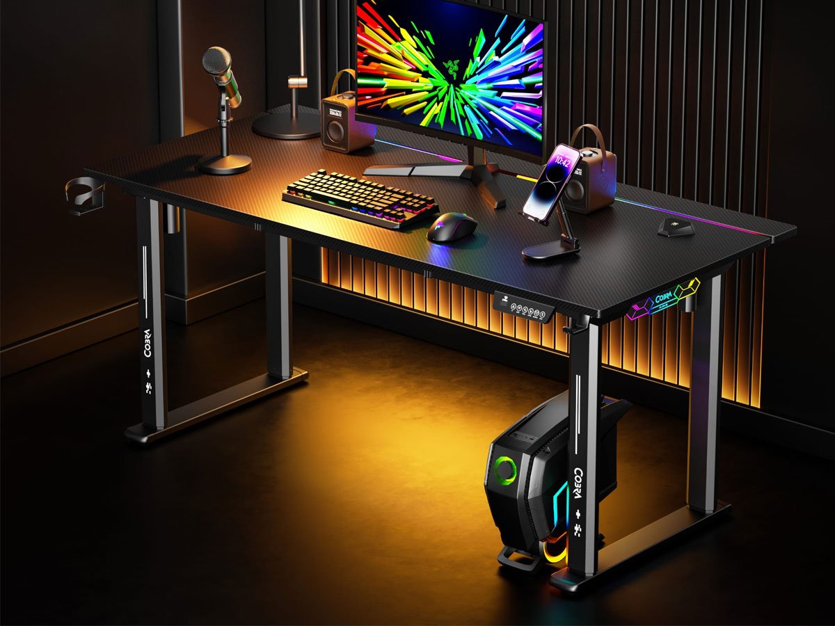 Biurko gamingowe Cobra Electra S Dual Motor Czarne - Grafika lifestyle
