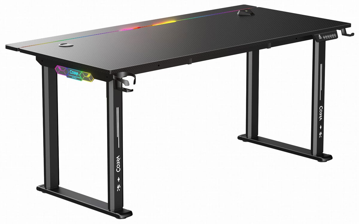Biurko gamingowe Cobra Electra S Dual Motor Czarne - Widok od przodu pod kątem
