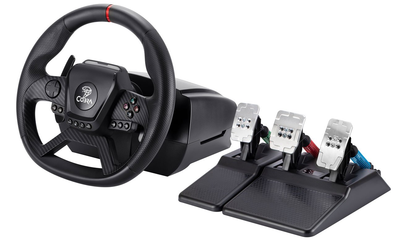 Kierownica Cobra GT987FF PRO - Widok ogólny wraz z pedałami
