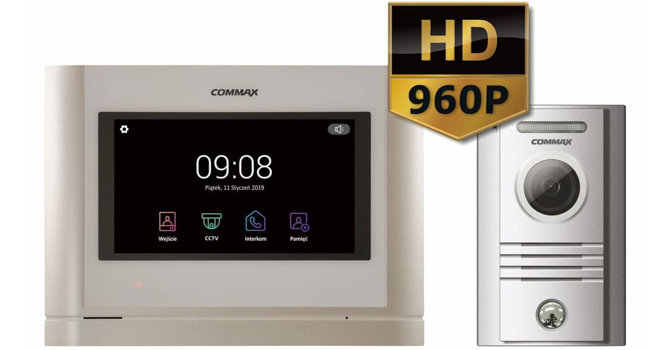 Wideodomofon głośnomówiący Commax 7 HD z kamerą natynkową