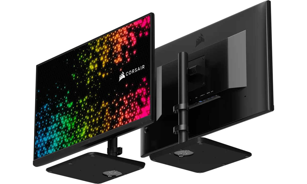 Corsair XENEON 315QHD165 widok od spodu, przód i tył
